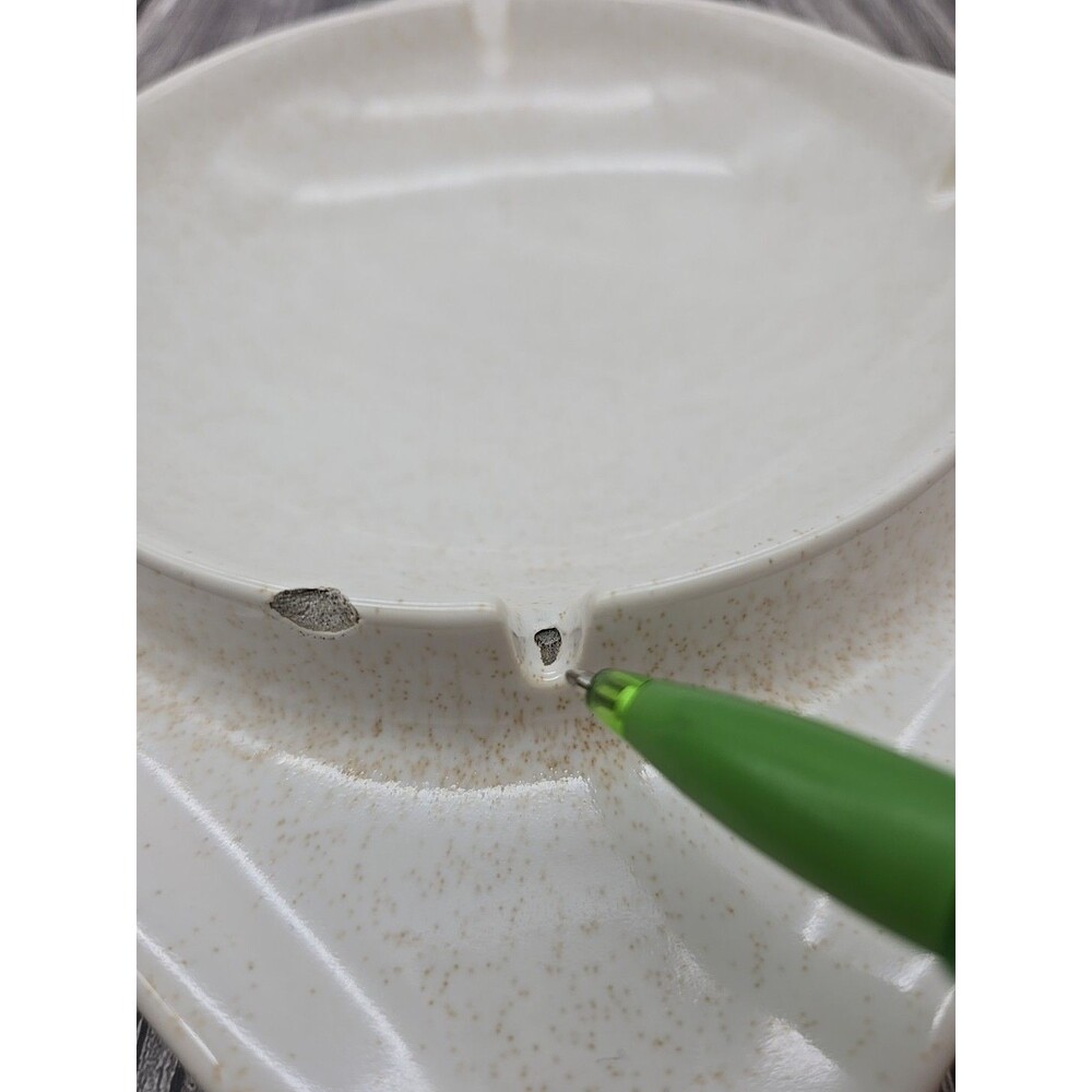 Vintage MCM Hyalyn Pottery Ashtray No. 45 Made In USA 8.2 MCM Cream Spotted - Picture 4 of 10